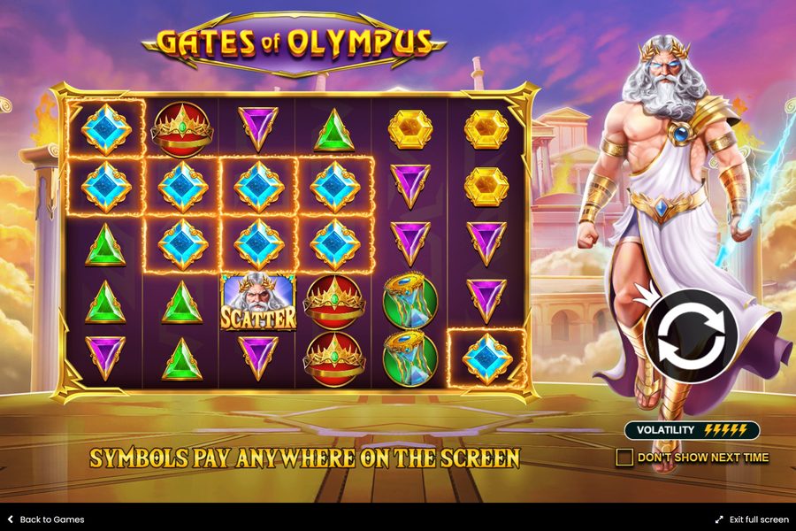 Gates of Olympus scatter symbol triggers free spins